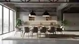 Loft Dining Room with Concrete and Wood