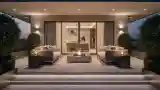 Night Terrace with Fire Pit