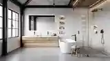 Łazienka Loft z betonem i drewnem