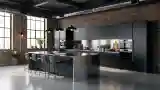 Industrial Kitchen in Matte Black Steel