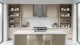 Modern Kitchen with Light Wood and White Marble