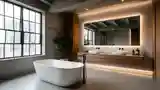 Łazienka Loft z betonem i drewnem