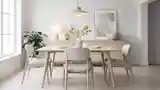 Scandinavian Dining Room in Light Wood and Linen