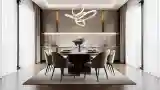 Elegant Dining Room with Marble Backdrop