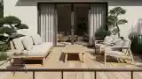 Japandi Terrace with Wood and Bamboo