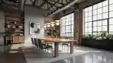 Industrial Dining with Warm Wood