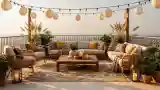 Elegancka tarasowa sala w stylu boho