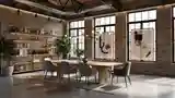Wysoki Loft z Drewnem i Cegłą