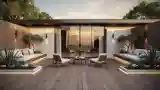 Luxury Courtyard with Wood and Light