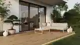 Terasa Japandi z Drewnem i Świetłem