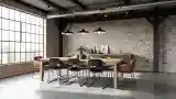Elegancki Jadalnia z Cegłą i Drewnem