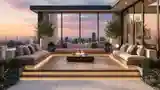 Modern Luxury Terrace with Fire Pit