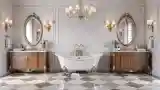 Elegant Baroque Bathroom with Marble and Gold Accents