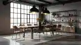 Industriálny jadalnia z drewnem