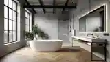 Łazienka Loft z betonem i drewnem