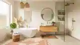 Przestronna łazienka w stylu boho