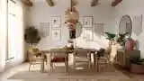 Elegant Dining Room with Wood and Handcrafted Textures