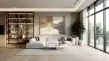 Modern Living Room with Wood and Gold Accents