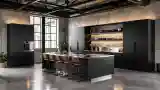 Industrialna Kuchnia z Ciemnym Drewnem