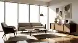 Elegant Lounge with Warm Wood and Beige Textures