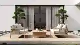 Elegancki Balkon z Drewnem i Złotym Światłem
