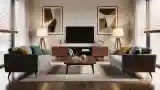 Living Room with Wood and Beige Tones