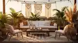 Boho Taras z Drewnem i Wiską