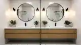 Spacious Bathroom with Wood Accents