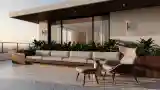 Terrace Lounge with Wood and Concrete