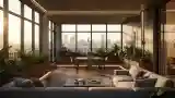 High-Rise Lounge with Wooden Accents