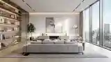 Minimalist Living Room with Warm Wood and Light