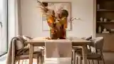 Minimalist Dining Room with Wood