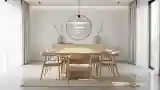 Wnętrze jadalnia z drewnem