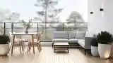Scandinavian Terrace with Wood and Silver Textures