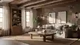 Łagodna sala w stylu rustykalnym