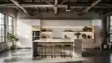 Industrial Kitchen with Wood and Concrete