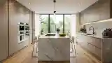 Modern Luxury Kitchen in Marble and Wood
