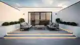 Zewnętrzny salon z betonem i światłem