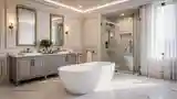 White Marble and Gold Accents Bath