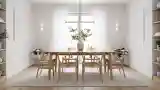 Elegancka sala stołówka z drewnem