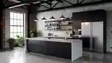 Industrialna Kuchnia z Ciemnymi Tonami
