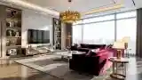 Glamour Living Room with Marble Accents