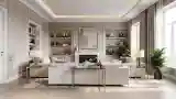 Classical Living Room with Marble and Wood