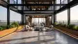 Industrial Terrace Lounge with City Views