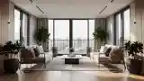 Łagodny salon z widokiem
