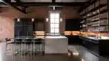 Industrial Kitchen with Brick Walls