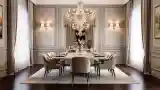 Dining Room with Crystal Chandelier