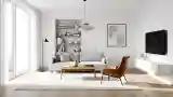 Scandinavian Living Room with Wood and Leather