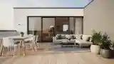 Scandinavian Terrace with Wooden and Silver Accents