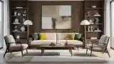 Elegant Living Room with Warm Wood Tone